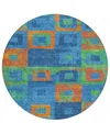 Addison Chantille Machine Washable Acn1142 8'x8' Round Area Rug In Denim