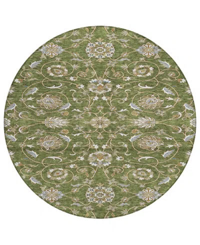 Addison Chantille Machine Washable Acn1149 8'x8' Round Area Rug In Olive