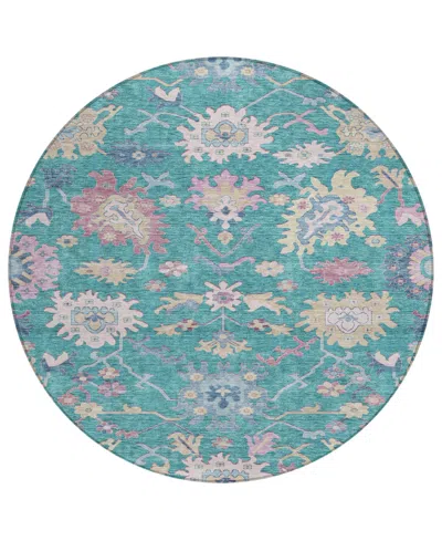 Addison Chantille Machine Washable Acn1154 8'x8' Round Area Rug In Teal