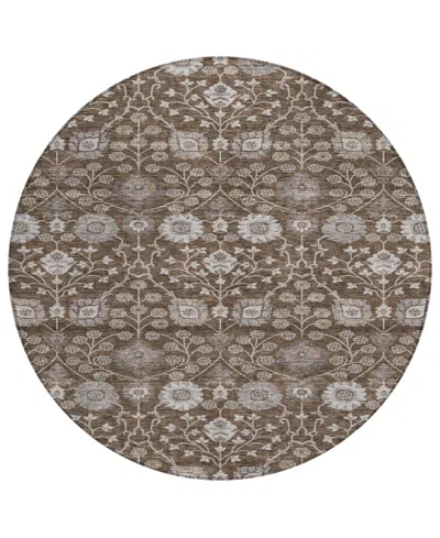 Addison Chantille Machine Washable Acn1155 8'x8' Round Area Rug In Chocolate