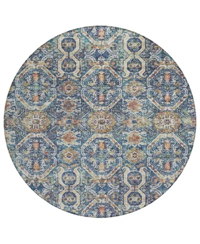 Addison Chantille Machine Washable Acn1181 8'x8' Round Area Rug In Denim