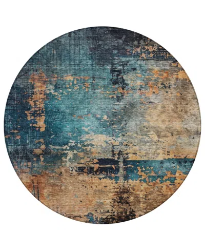 Addison Chantille Machine Washable Acn1206 8'x8' Round Area Rug In Teal