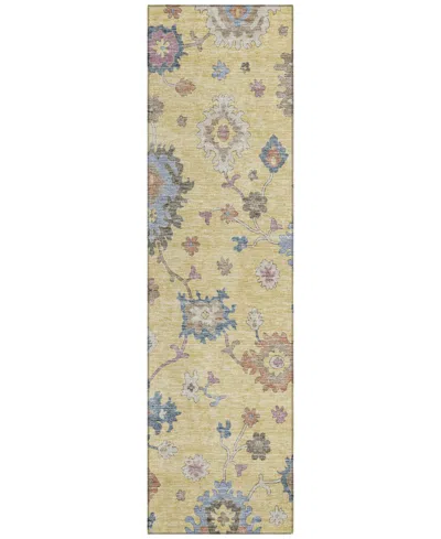 Addison Chantille Machine Washable Acn1218 2'3"x7'6" Runner Area Rug In Gold