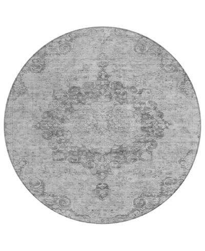 Addison Chantille Machine Washable Acn1238 8'x8' Round Area Rug In Silver