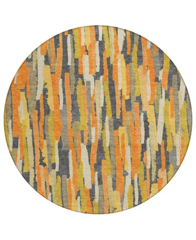 Addison Chantille Machine Washable Acn1317 8'x8' Round Area Rug In Orange