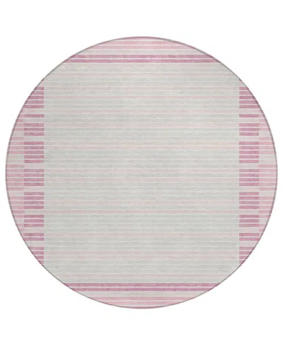 Addison Chantille Machine Washable Acn1405 8'x8' Round Area Rug In Pink