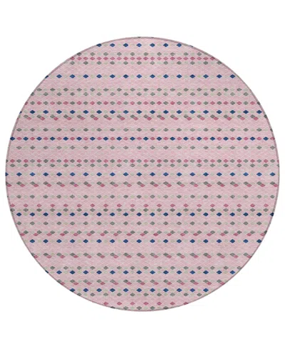Addison Chantille Machine Washable Acn1415 8'x8' Round Area Rug In Pink