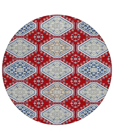 Addison Chantille Machine Washable Acn1448 8'x8' Round Area Rug In Red