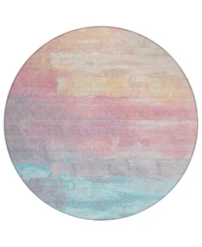 Addison Chantille Machine Washable Acn1480 8'x8' Round Area Rug In Pink