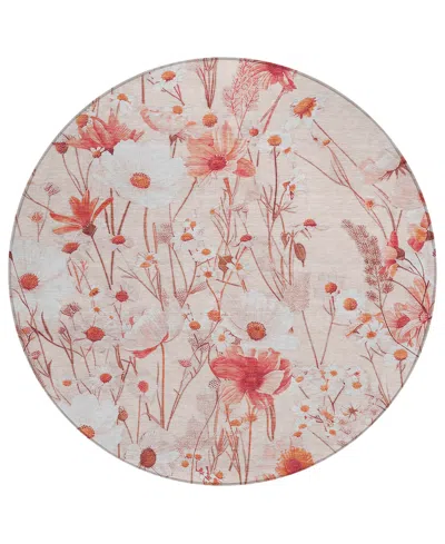 Addison Chantille Machine Washable Acn1504 8'x8' Round Area Rug In Pink
