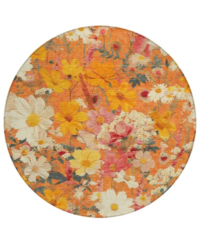 Addison Chantille Machine Washable Acn1510 8'x8' Round Area Rug In Orange