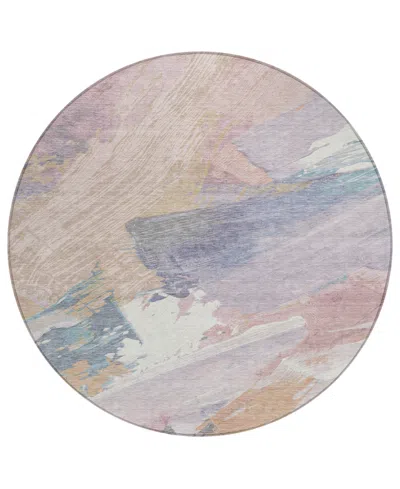 Addison Chantille Machine Washable Acn1513 8'x8' Round Area Rug In Pink
