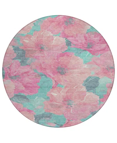 Addison Chantille Machine Washable Acn1545 8'x8' Round Area Rug In Pink