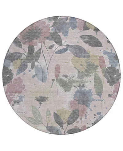 Addison Chantille Machine Washable Acn1550 8'x8' Round Area Rug In Pink