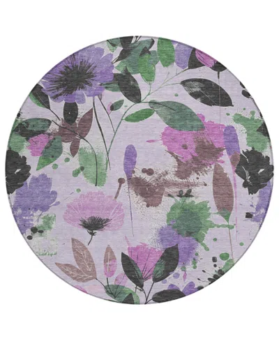 Addison Chantille Machine Washable Acn1552 8'x8' Round Area Rug In Purple