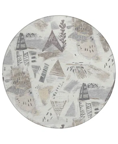 Addison Chantille Machine Washable Acn1576 8'x8' Round Area Rug In White