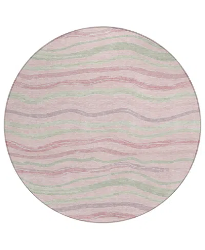 Addison Chantille Machine Washable Acn1586 8'x8' Round Area Rug In Pink