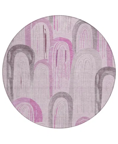 Addison Chantille Machine Washable Acn1592 8'x8' Round Area Rug In Pink