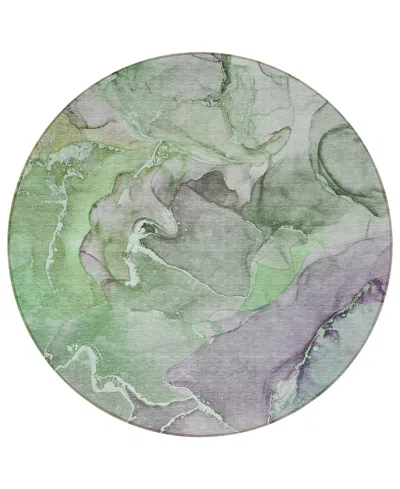 Addison Chantille Machine Washable Acn500 8'x8' Round Area Rug In Green