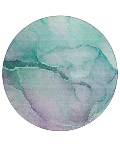 Addison Chantille Machine Washable Acn508 8'x8' Round Area Rug In Lime