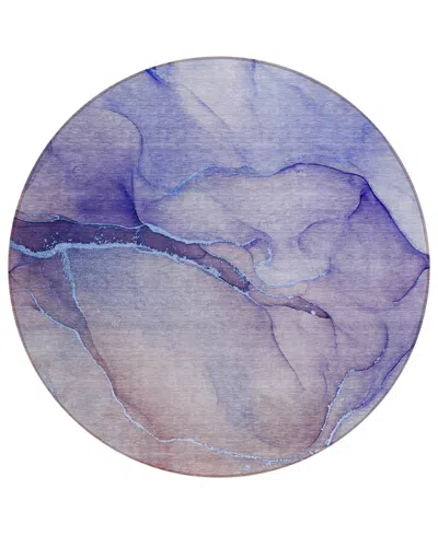 Addison Chantille Machine Washable Acn508 8'x8' Round Area Rug In Navy