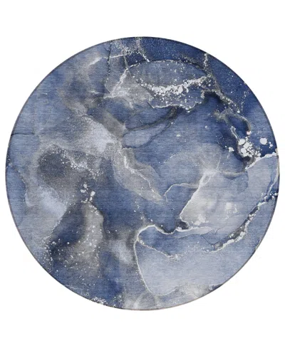 Addison Chantille Machine Washable Acn518 8'x8' Round Area Rug In Blue