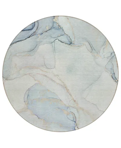 Addison Chantille Machine Washable Acn523 8'x8' Round Area Rug In Mist
