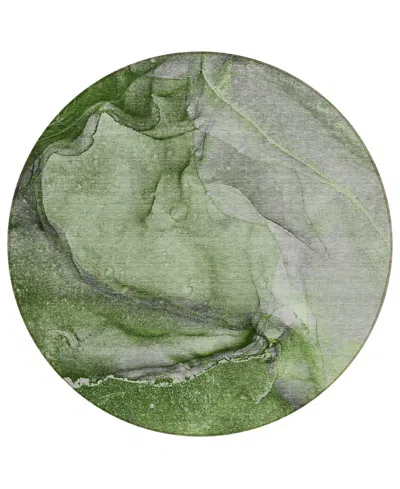 Addison Chantille Machine Washable Acn524 8'x8' Round Area Rug In Olive