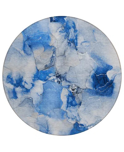 Addison Chantille Machine Washable Acn526 8'x8' Round Area Rug In Blue