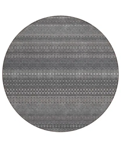 Addison Chantille Machine Washable Acn527 8'x8' Round Area Rug In Gray