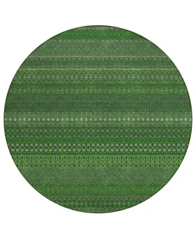 Addison Chantille Machine Washable Acn527 8'x8' Round Area Rug In Green