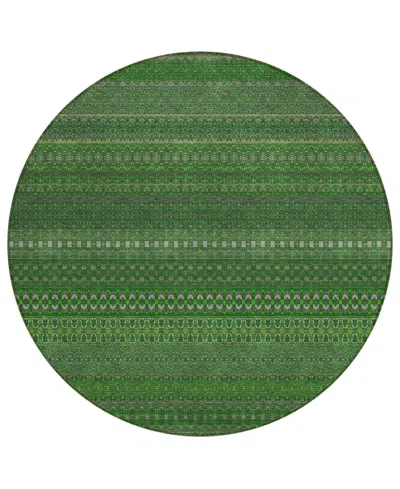 Addison Chantille Machine Washable Acn527 8'x8' Round Area Rug In Ivy,gray