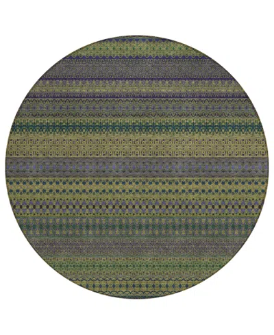 Addison Chantille Machine Washable Acn527 8'x8' Round Area Rug In Olive