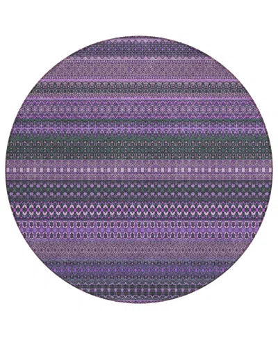 Addison Chantille Machine Washable Acn527 8'x8' Round Area Rug In Purple