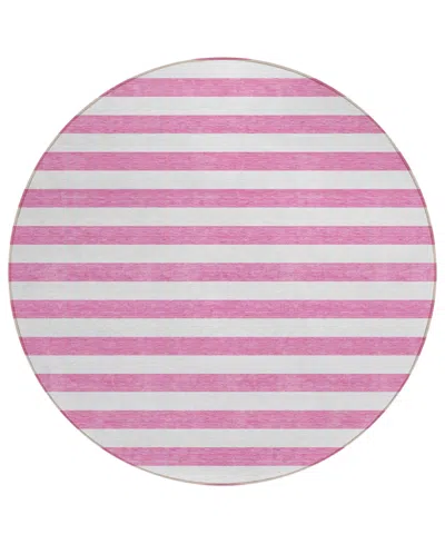 Addison Chantille Machine Washable Acn528 8'x8' Round Area Rug In Pink