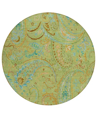Addison Chantille Machine Washable Acn533 8'x8' Round Area Rug In Lime