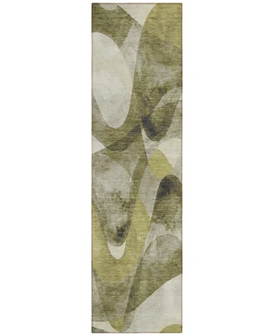 Addison Chantille Machine Washable Acn536 2'3x7'6 Runner Area Rug In Olive
