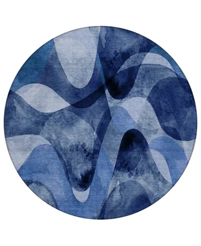 Addison Chantille Machine Washable Acn536 8'x8' Round Area Rug In Navy