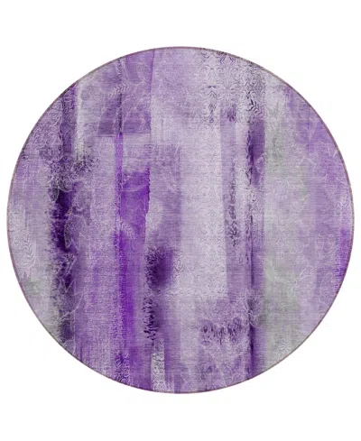 Addison Chantille Machine Washable Acn537 8'x8' Round Area Rug In Purple