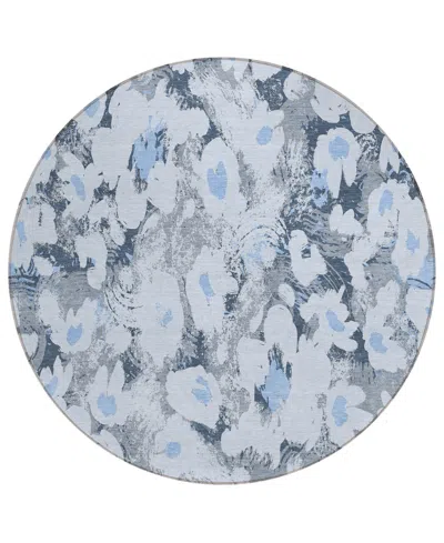 Addison Chantille Machine Washable Acn538 8'x8' Round Area Rug In Denim