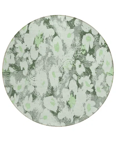 Addison Chantille Machine Washable Acn538 8'x8' Round Area Rug In Lime