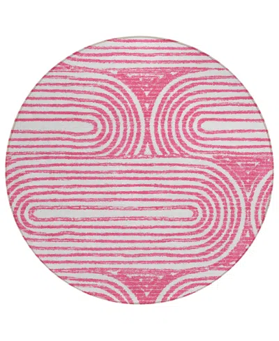 Addison Chantille Machine Washable Acn540 8'x8' Round Area Rug In Rose