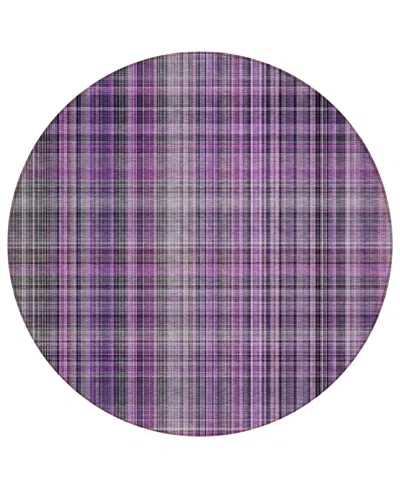 Addison Chantille Machine Washable Acn541 8'x8' Round Area Rug In Purple