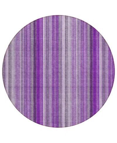 Addison Chantille Machine Washable Acn543 8'x8' Round Area Rug In Purple