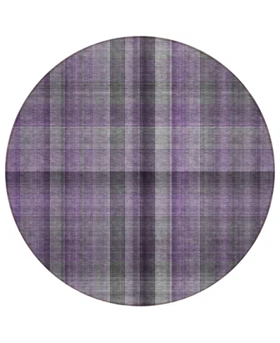 Addison Chantille Machine Washable Acn548 8'x8' Round Area Rug In Purple
