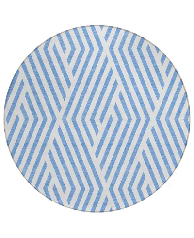 Addison Chantille Machine Washable Acn550 8'x8' Round Area Rug In Denim