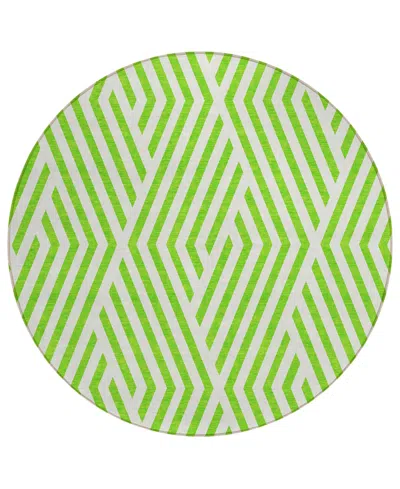 Addison Chantille Machine Washable Acn550 8'x8' Round Area Rug In Lime