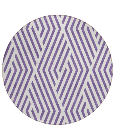 Addison Chantille Machine Washable Acn550 8'x8' Round Area Rug In Purple