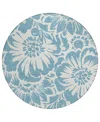 Addison Chantille Machine Washable Acn551 8'x8' Round Area Rug In Denim