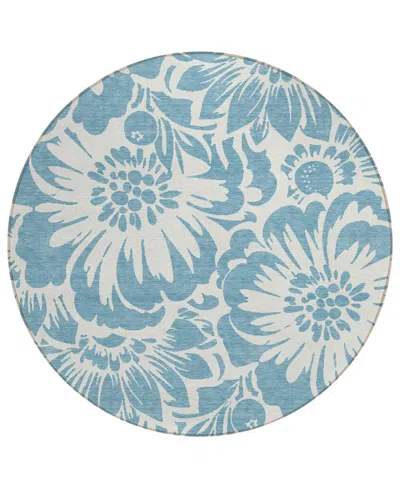 Addison Chantille Machine Washable Acn551 8'x8' Round Area Rug In Denim